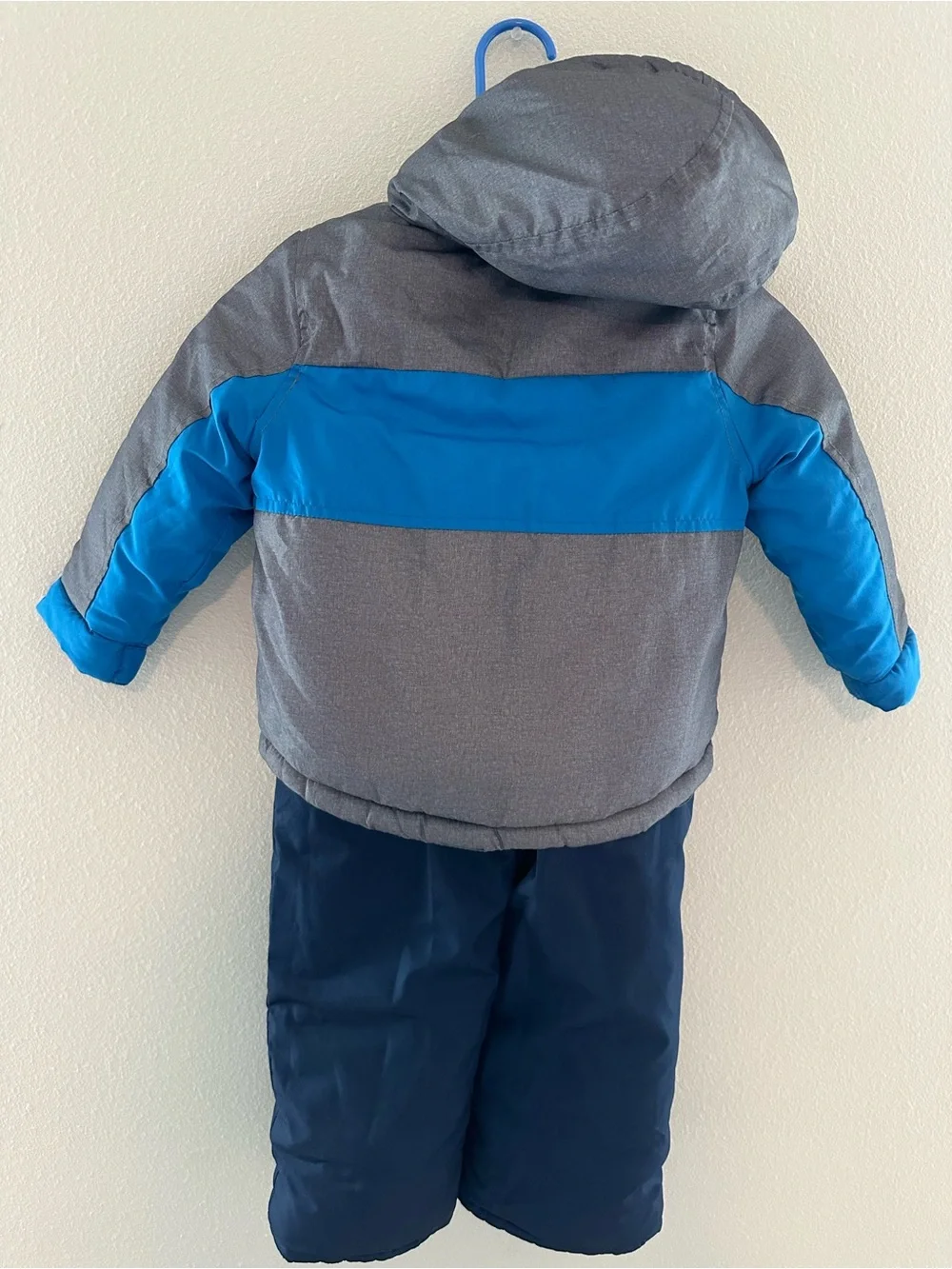 Kids' Hooded Puffer Jacket and Snow Pants in Gray and Blue